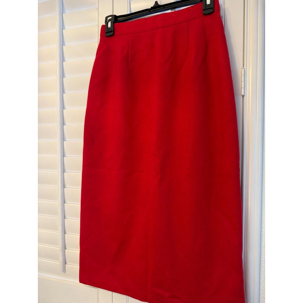 Vintage Radcliffe 100% Pure Wool Midi Maxi Skirt Size 7 8 Small S Red Fall